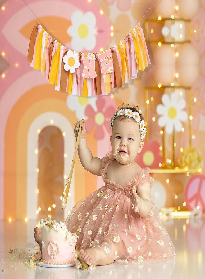 UOAOU Groovy One First Birthday High Chair Banner - Baby Shower, Hippie Decorations, Daisy 1st Birthday Garland, Cake Smash Backdrop - Image 3